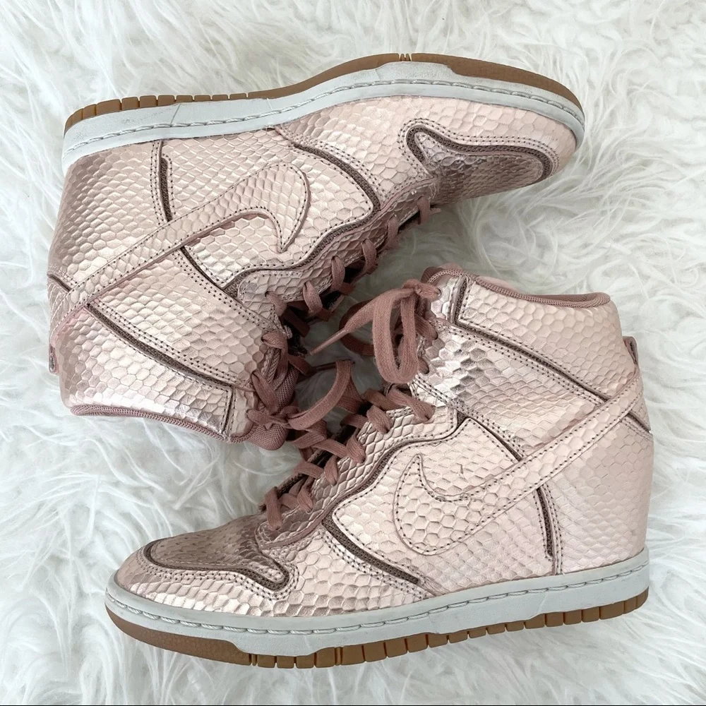 Nike Women's Metallic Rose Gold High-Top Sneakers